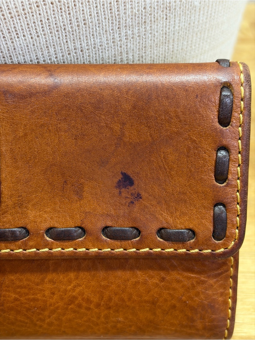 Dooney & Bourke Florentine Leather Whipstitch Continental Clutch Wallet Tan - Picture 9 of 10